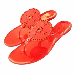 Jack Rogers Collins Jelly Sandals Coral PVC Medallion Flip Flops Size 10 NIB